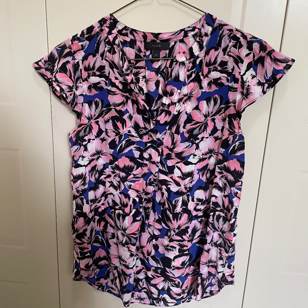 Floral Silk J. Crew Blouse